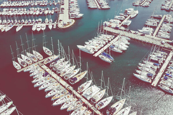 Aerial View of Yacht Club and Marina. White Boats and Yachts. Ph