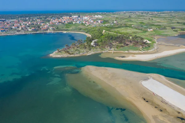 Nin şehrinin havadan görünümü. Cr Dalmaçya bölgesinde Yaz saati — Stok fotoğraf