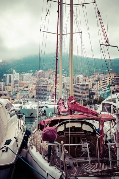 LA CONDAMINE, MONACO - JUNE 04, 2019: Yachts docked at Port Herc — Stock Photo, Image