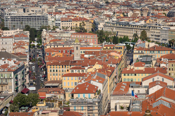 NICE, FRANCE - JUNE 04, 2019: View of Old Town in Nice. Cote d'A