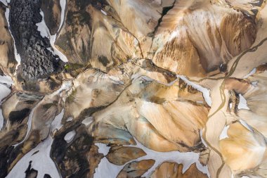 Landmannalaugar Ulusal Parkı - İzlanda. Gökkuşağı Dağları. Aeri