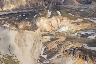 Landmannalaugar Ulusal Parkı - İzlanda. Gökkuşağı Dağları. Aeri