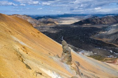 Landmannalaugar Ulusal Parkı - İzlanda. Gökkuşağı Dağları. Aeri