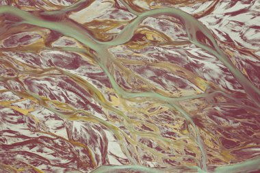 Landmannalaugar Ulusal Parkı - İzlanda. Gökkuşağı Dağları. Aeri