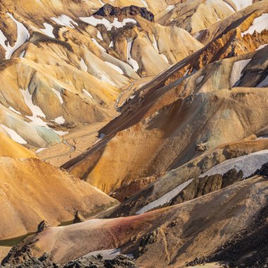 Landmannalaugar Ulusal Parkı - İzlanda. Gökkuşağı Dağları. Beau