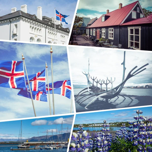 Collage von Reykjavik - Island - Reisehintergrund - meine Fotos — Stockfoto