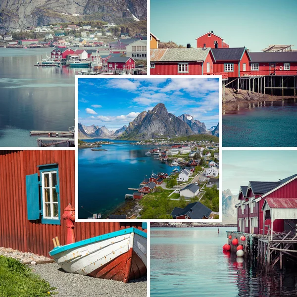 Collage of Lofoten Islands - Norway - travel background - my pho — Stock Photo, Image