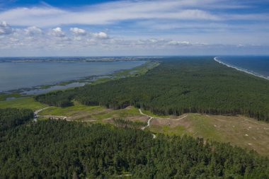 Vistula Spit havadan görünümü, gelecekteki kanal construc için yer