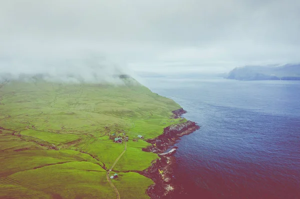 Veduta aerea dell'isola di Koltur nelle Isole Faroe, Nord Atlantico Oc — Foto Stock