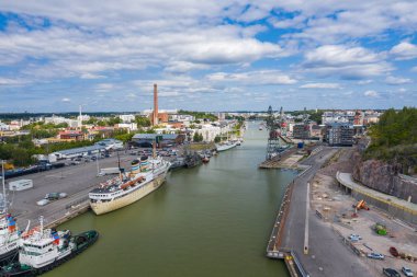 Turku, Finlandiya - 02.02.2019: Turku şehrinin havadan görünümü. P