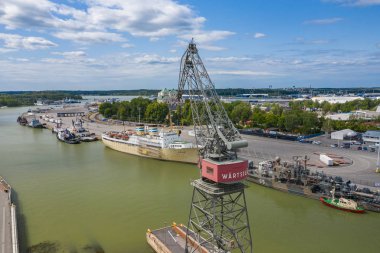 Turku, Finlandiya - 02.02.2019: Turku şehrinin havadan görünümü. P