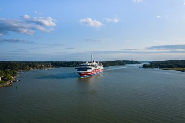 Turku, Finalnd - 02 Ağustos 2019: Viking Hattı. Tu'dan Feribot