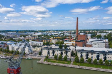 Turku, Finlandiya - 02.02.2019: Turku şehrinin havadan görünümü. P