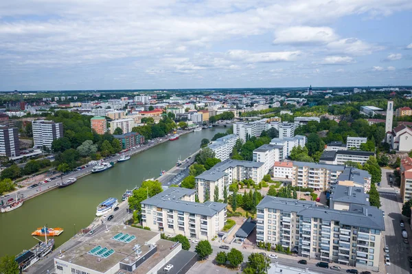 TURKU, FINLÂNDIA - AGOSTO 02,2019: Vista aérea da cidade de Turku. P — Fotografia de Stock