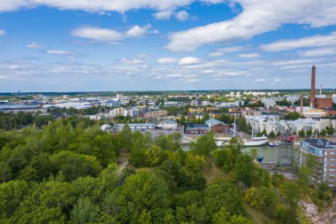 Turku, Finlandiya - 02.02.2019: Turku şehrinin havadan görünümü. P