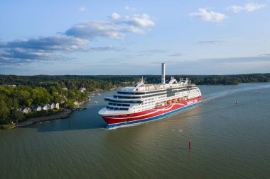 Turku, Finalnd - 02 Ağustos 2019: Viking Hattı. Tu'dan Feribot