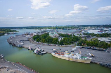 Turku, Finlandiya - 02.02.2019: Turku şehrinin havadan görünümü. P