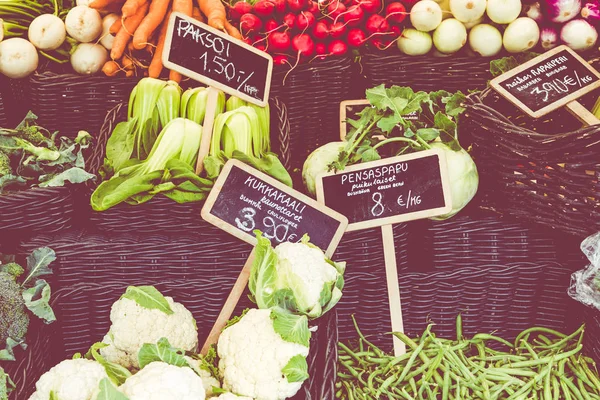 Traditional herbs for sale at local market in Turku, Finland. — Stock Photo, Image