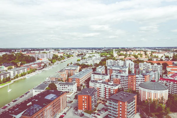 TURKU, FINLÂNDIA - AGOSTO 02,2019: Vista aérea da cidade de Turku. P — Fotografia de Stock