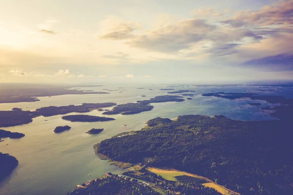 Aerial view of Aland Islands at summer time. Finland. The Archip — Stock Photo, Image