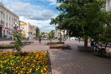 Ulan Ude, Rusya - 06 Eylül 2019: Ulitsa Lenina bir kaide