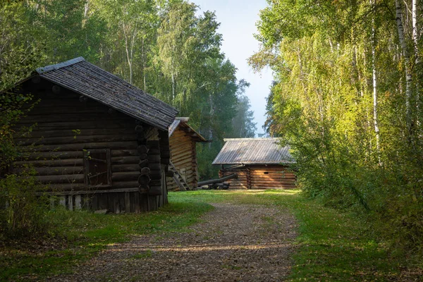 Casa de madeira siberiana tradicional no Taltsy Architectural-Et — Fotografia de Stock