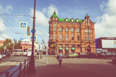 Tomsk, Rusya - 13 Eylül 2019: Geleneksel mimari 