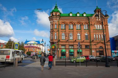 Tomsk, Rusya - 13 Eylül 2019: Geleneksel mimari 