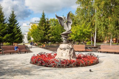 Tomsk, Rusya - 13 Eylül 2019: Geleneksel mimari 