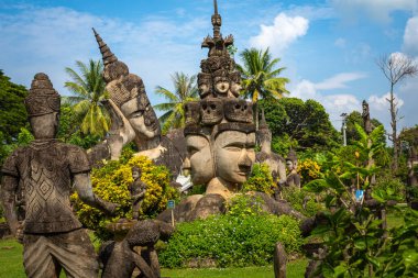 Vientiane, Laos 'taki Buda Parkı Xieng Khouane. Ünlü gezi turu.