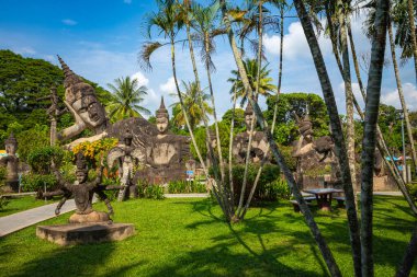 Vientiane, Laos 'taki Buda Parkı Xieng Khouane. Ünlü gezi turu.