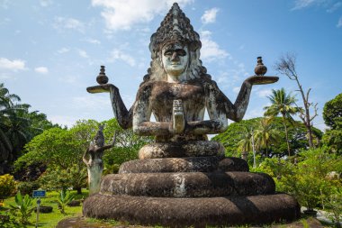 Vientiane, Laos 'taki Buda Parkı Xieng Khouane. Ünlü gezi turu.