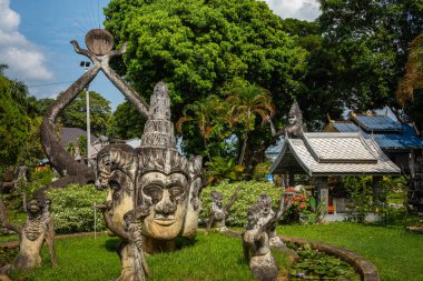 Vientiane, Laos 'taki Buda Parkı Xieng Khouane. Ünlü gezi turu.