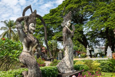 Vientiane, Laos 'taki Buda Parkı Xieng Khouane. Ünlü gezi turu.