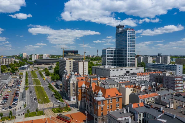 Katowice Polska Czerwca 2020 Widok Lotu Ptaka Centrum Katowic Górny — Zdjęcie stockowe
