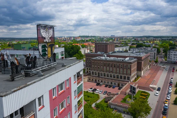 Dabrowa Gornicza Polen Juni 2020 Luftaufnahme Des Stadtzentrums Von Dabrowa — Stockfoto