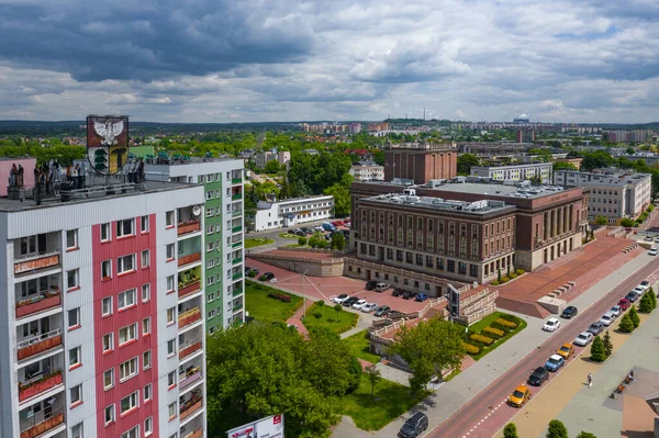 Dabrowa Gornicza Polónia Junho 2020 Vista Aérea Centro Cidade Dabrowa — Fotografia de Stock