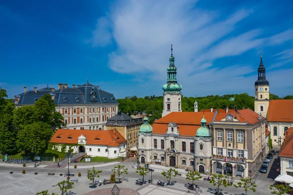 Pszczyna Poland Juni 2020 Flygfoto Över Stora Torget Historiska Europeiska — Stockfoto