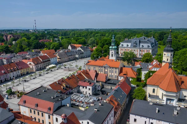Pszczyna Poland June 2020 Aerial View Main Market Square Historical — Stock Photo, Image