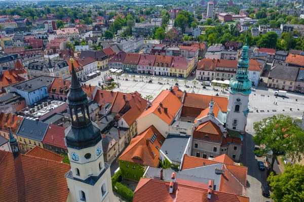 Pszczyna Poland Juni 2020 Flygfoto Över Stora Torget Historiska Europeiska — Stockfoto