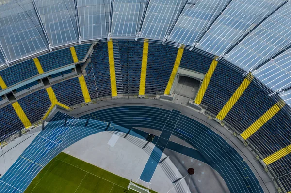 Luchtfoto Van Het Voetbalstadion Foto Gemaakt Door Drone Van Boven — Stockfoto