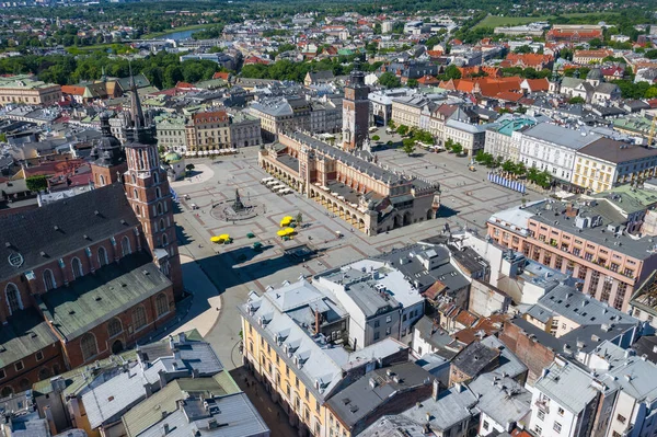 Krakau Old Town Aerial View Grote Markt Rynek Oude Lakenhal — Stockfoto