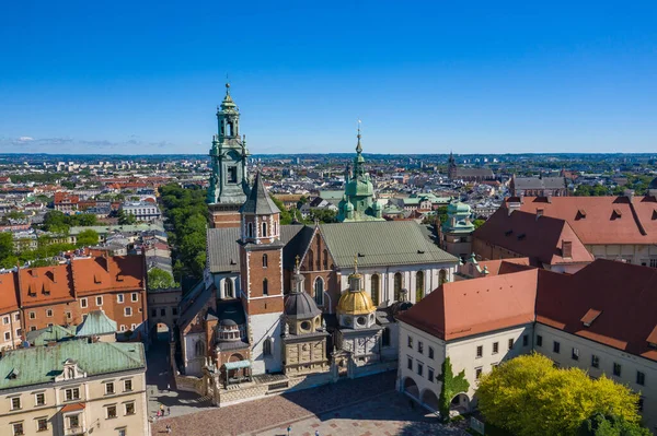 Cracovie Vue Aérienne Château Royal Wawel Cathédrale Gothique Vistule River — Photo