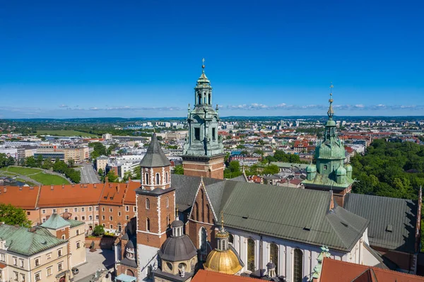 Krakow Aerial View Royal Wawel Castle Gothic Cathedral Vistula River — Stock Photo, Image