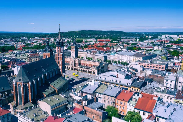 Krakow Poland June 2020 Krakow Old Town Aerial View Основна — стокове фото