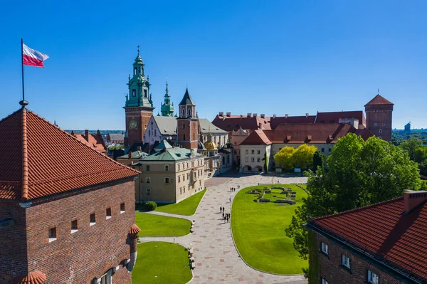 Krakow Polen Juni 2020 Krakau Luchtfoto Van Koninklijk Wawel Kasteel — Stockfoto