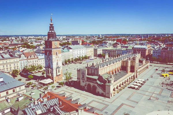 Krakow Polska Czerwca 2020 Krakowskie Stare Miasto Lotu Ptaka Rynek — Zdjęcie stockowe