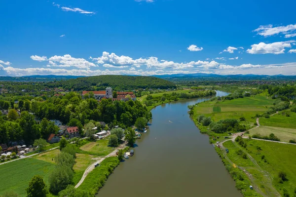 Flygfoto Över Floden Vistula Krakow Polen — Stockfoto