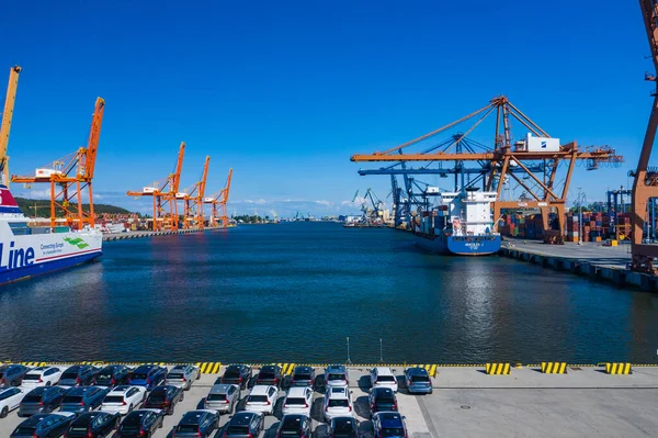 Vista Aérea Del Puerto Gdynia Terminal Contenedores Del Báltico Puerto — Foto de Stock