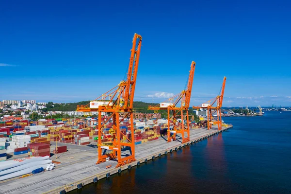 Vista Aérea Porto Gdynia Terminal Contentores Báltico Gdynia Harbour Cima — Fotografia de Stock